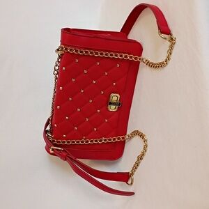 Badgley Miscka Studded Flap Front Crossbody Gold Chain Hardware Shoulder Purse